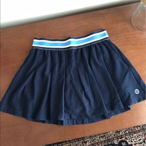 Tory Burch Sport Navy Blue Pleated Mesh Skirt
